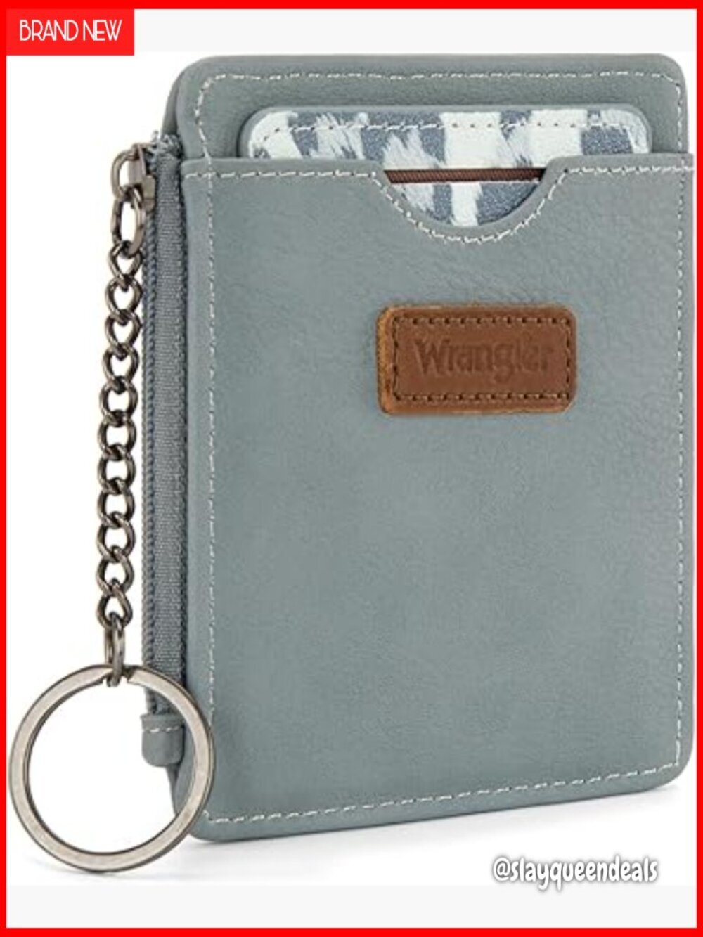 Slim RFID Blocking Wallet with Zipper Pocket Keychain ID Window